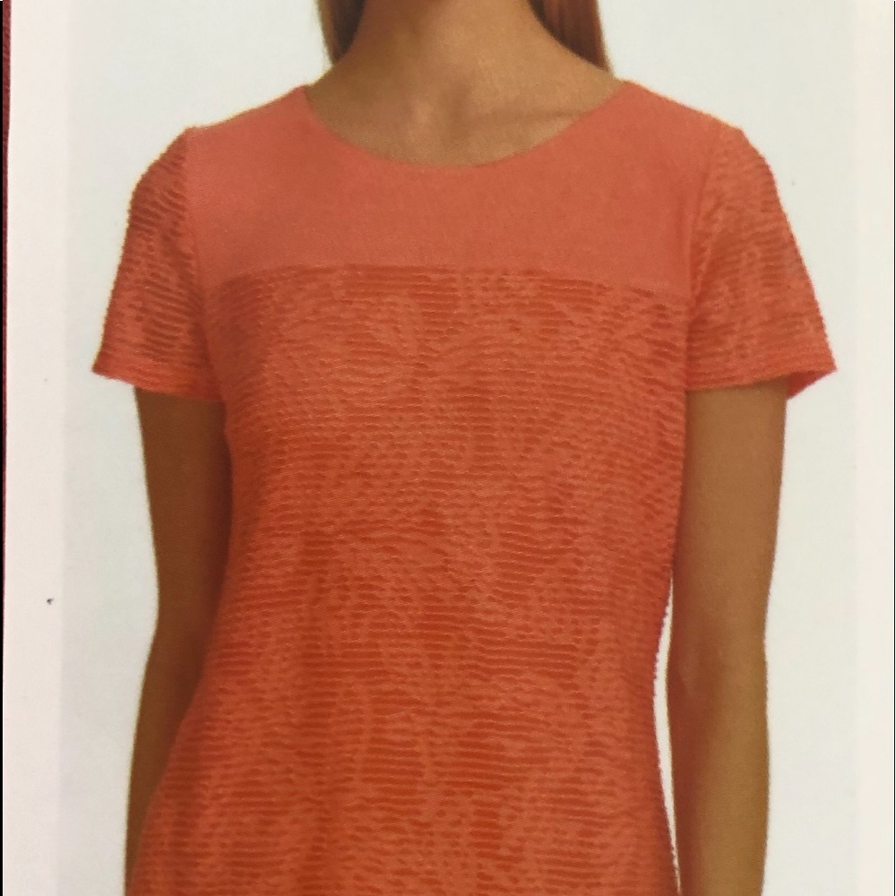 Calvin Klein Ladies Coral Textured Tee